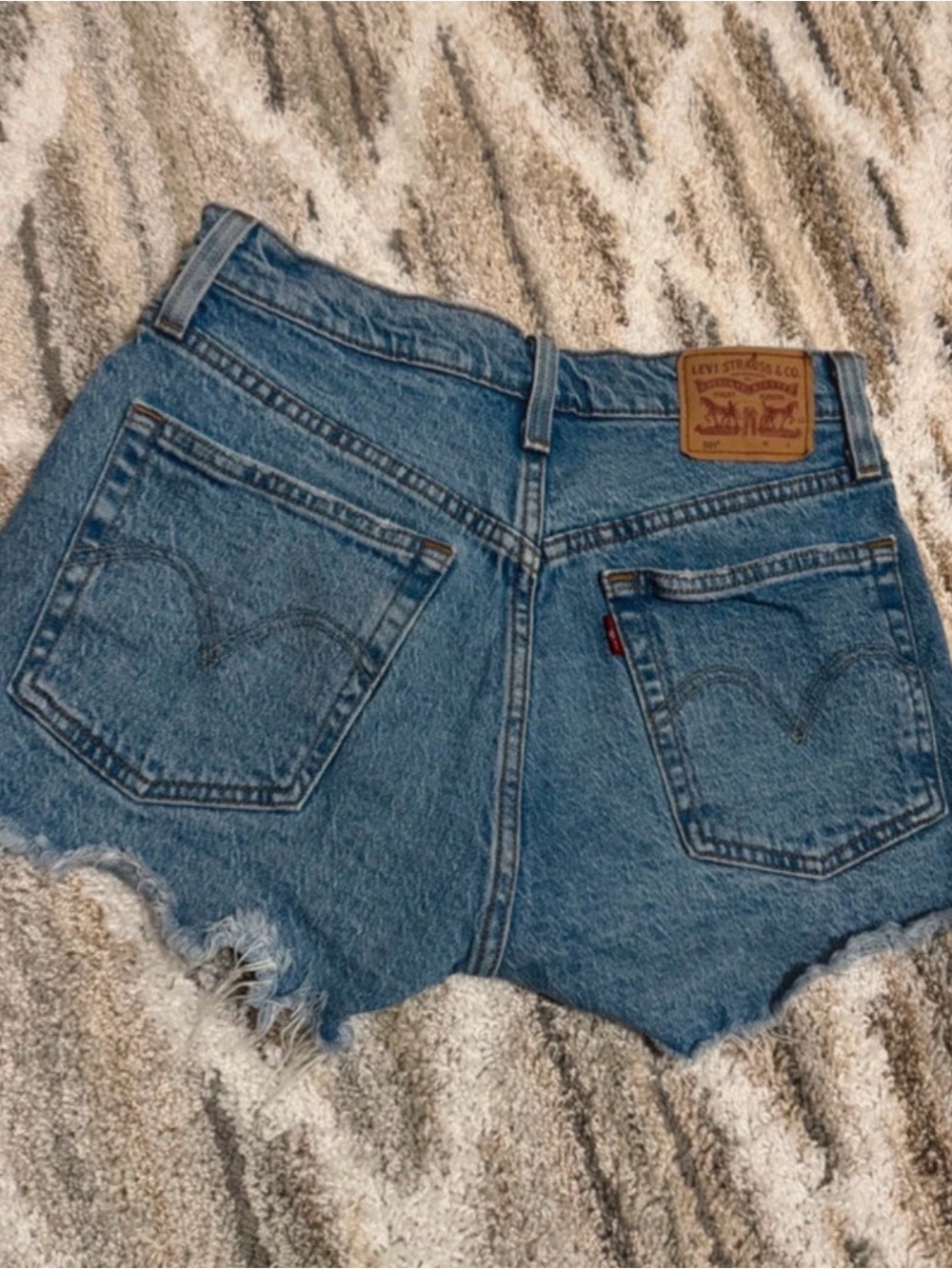 Levi's Blue High-Waist Cutoff Denim Shorts with Frayed Hem